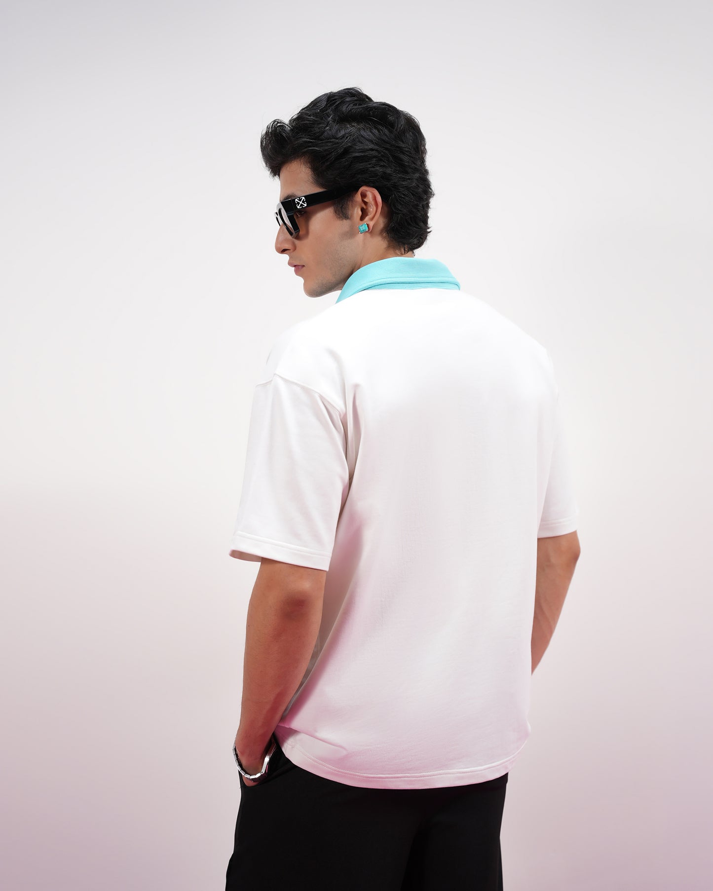 BLOCK COLLAR POLO (OYESTER WHITE )