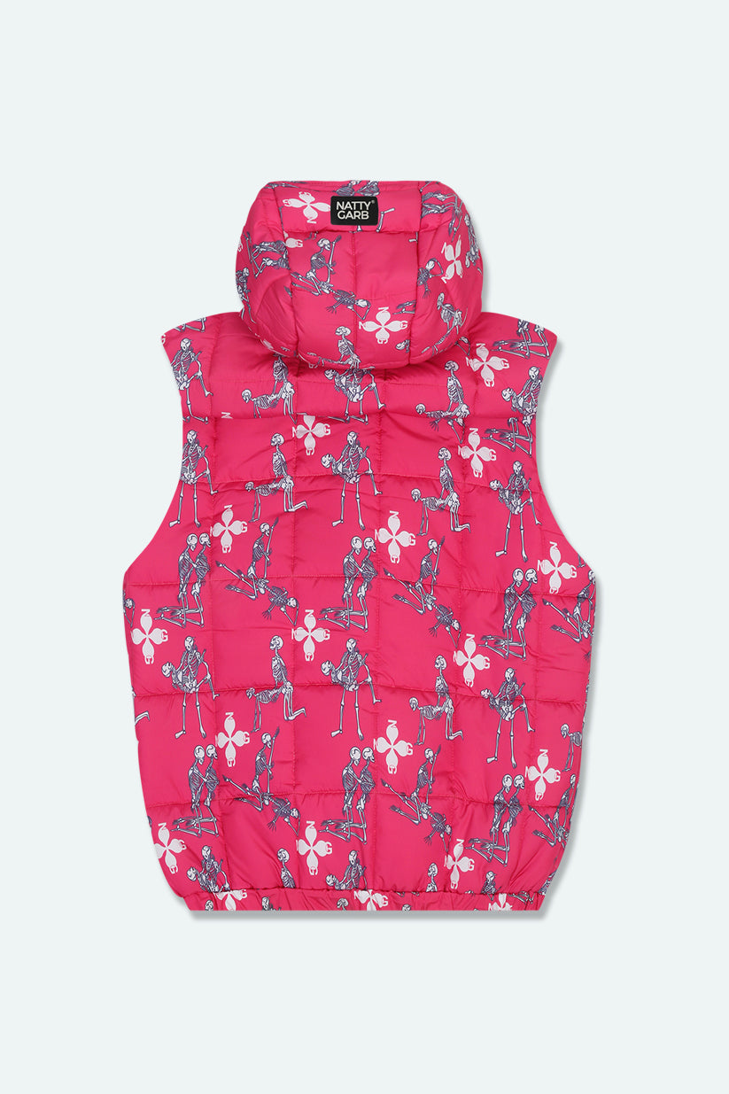NIGHT OF THE DEAD QUILTED GILET (PINK)