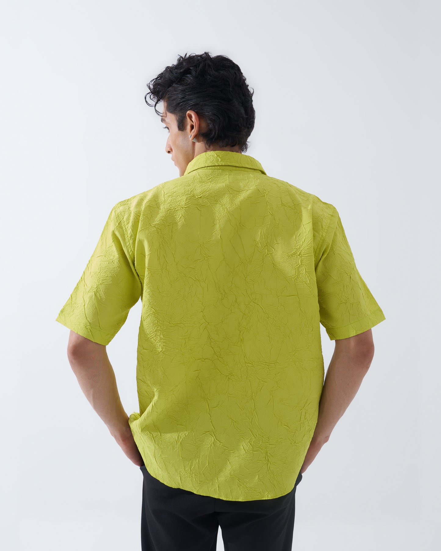 CRINKLED NEON GREEN SHIRT