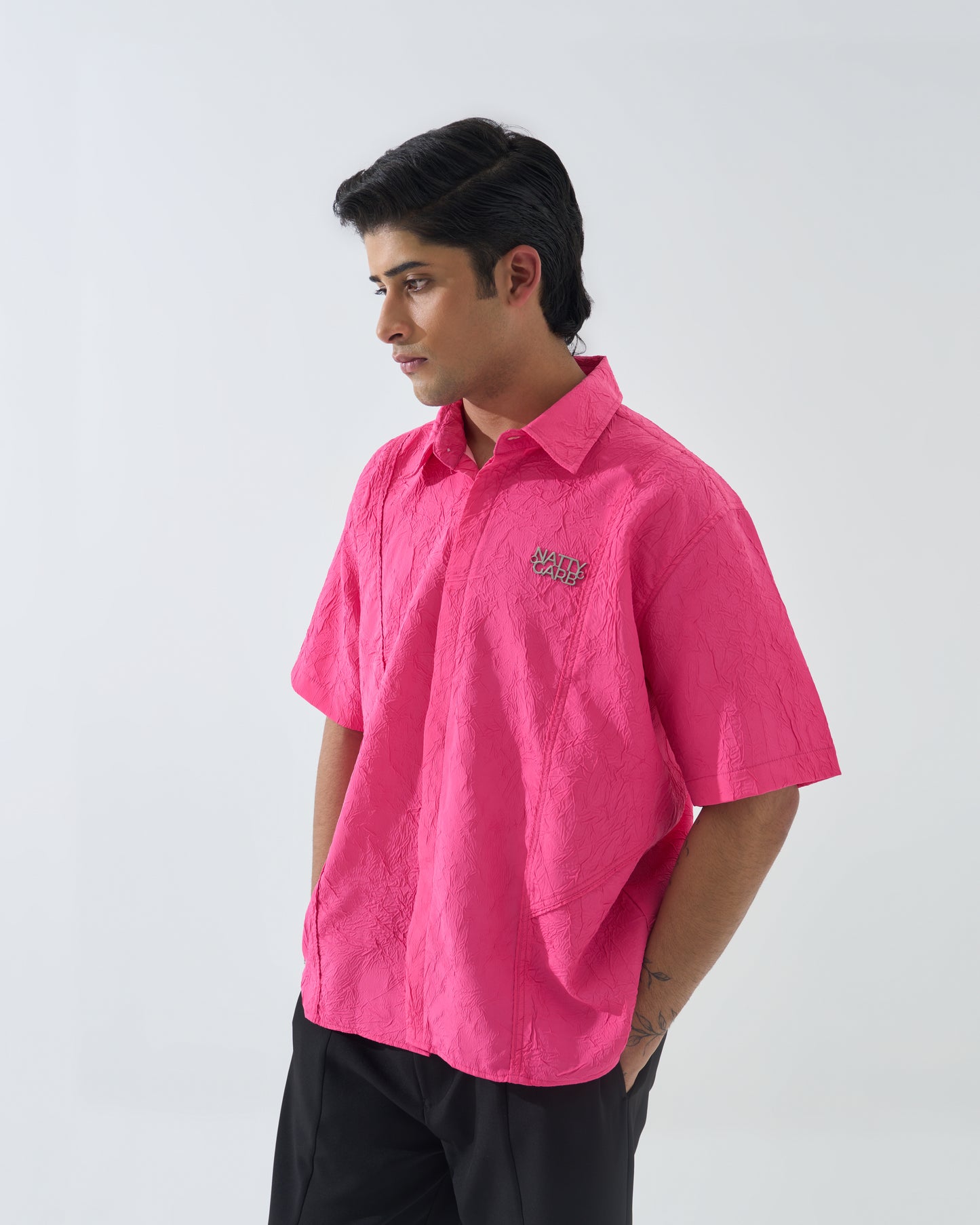 CRINKLED NATTY PINK SHIRT