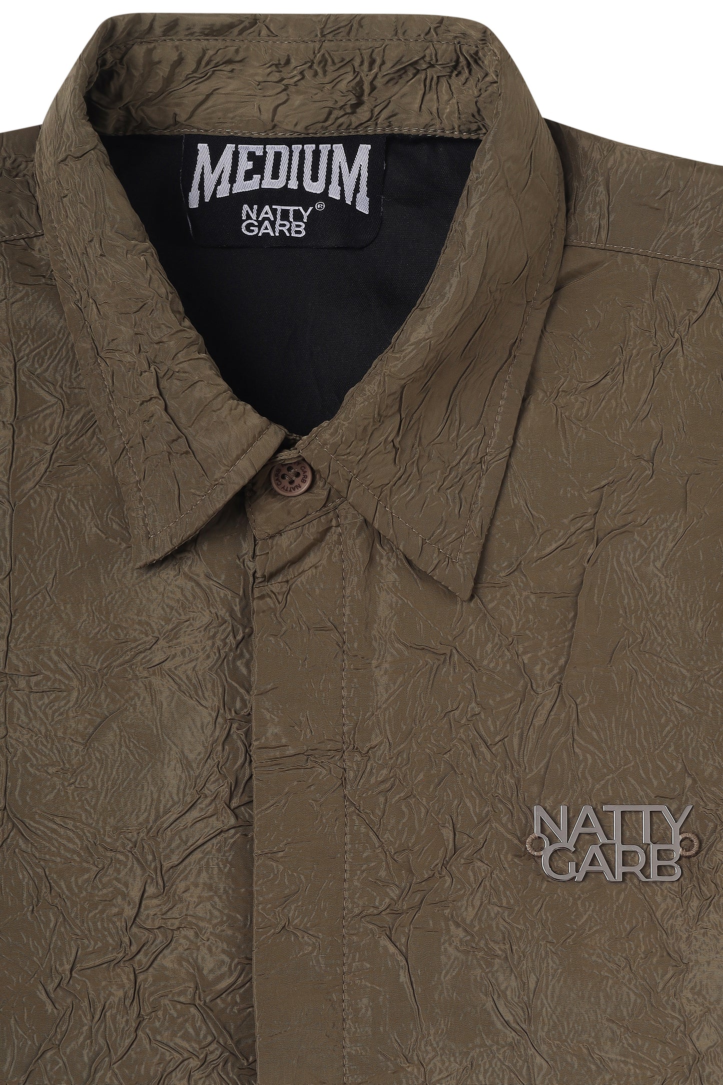 CRINKLED OLIVE GREEN SHIRT