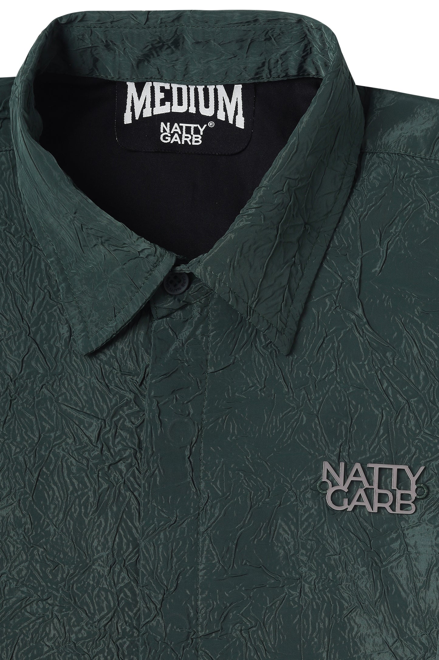 CRINKLED BOTTLE GREEN SHIRT