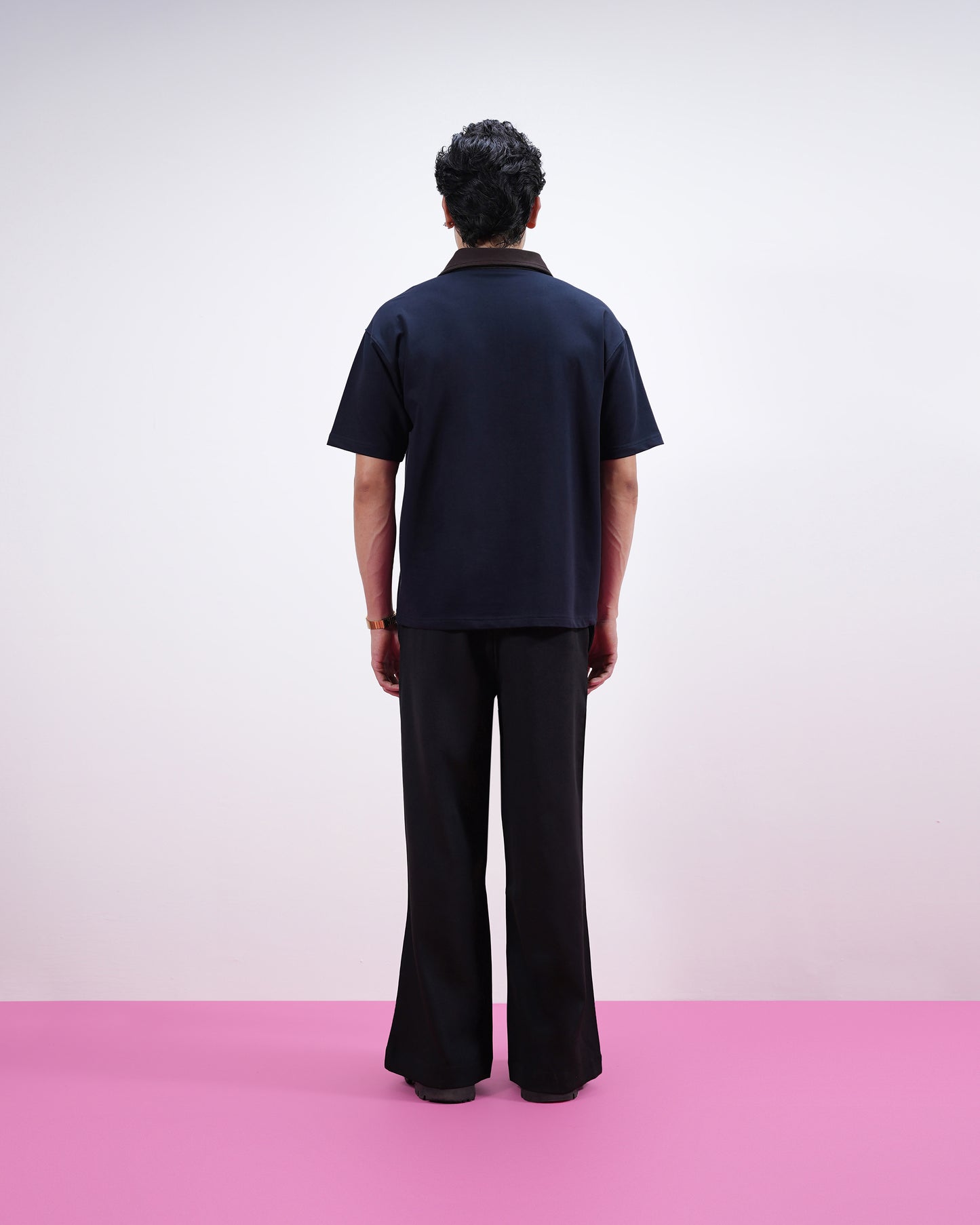 BLOCK COLLAR POLO (NAVY)