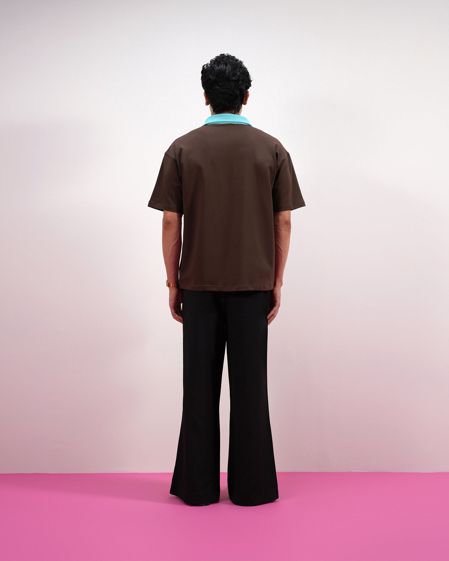 BLOCK COLLAR POLO (BROWN)