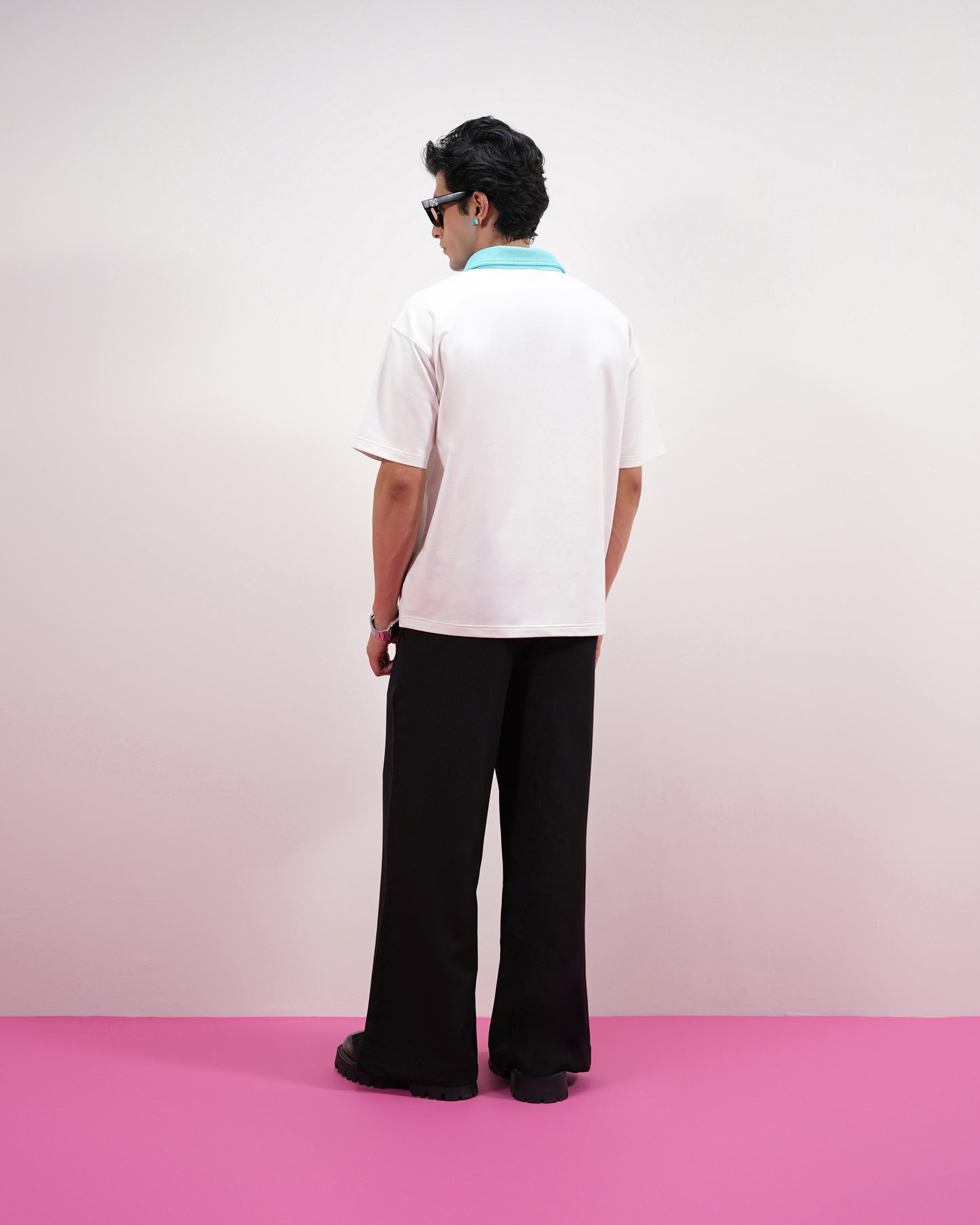 BLOCK COLLAR POLO (OYESTER WHITE )