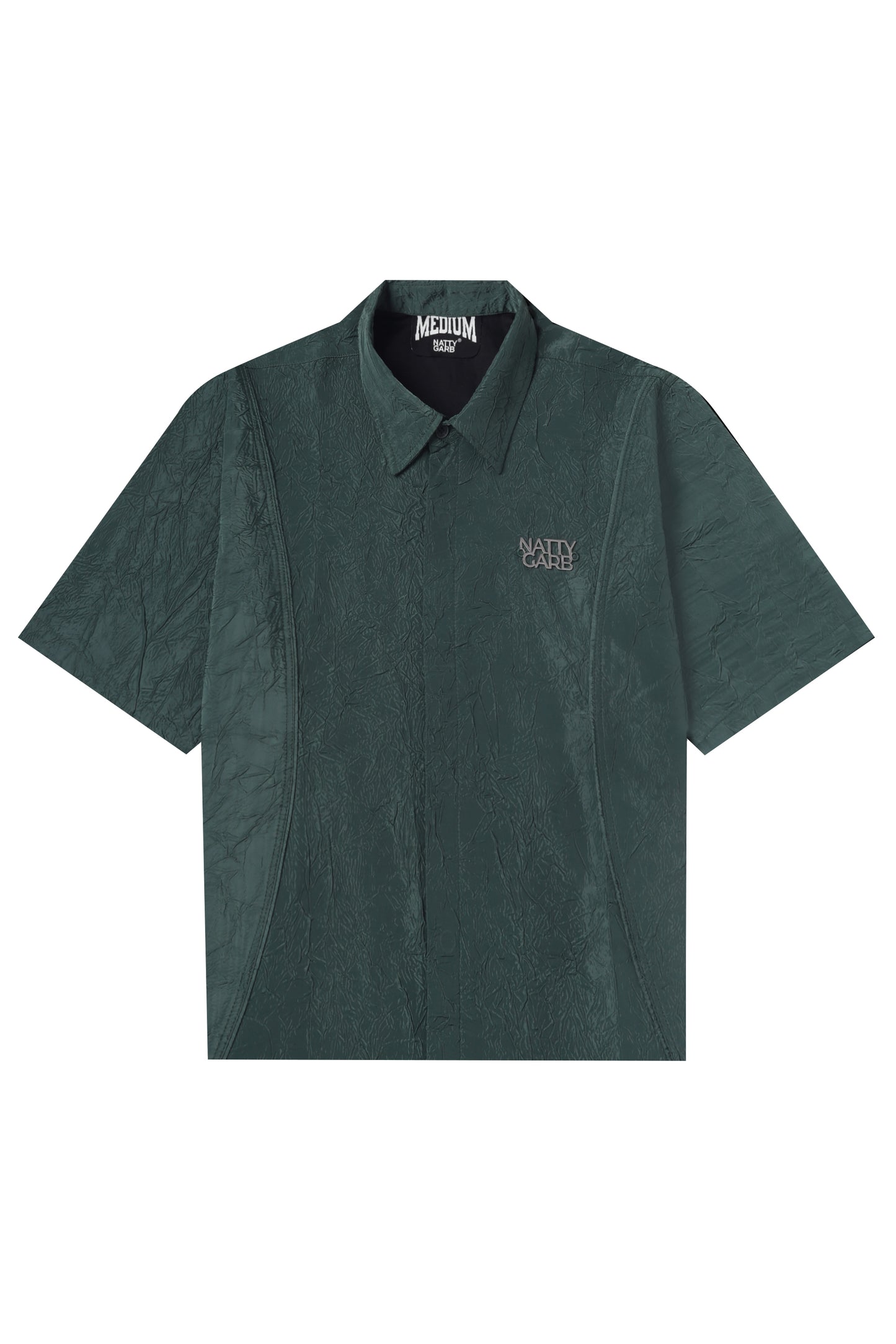 CRINKLED BOTTLE GREEN SHIRT