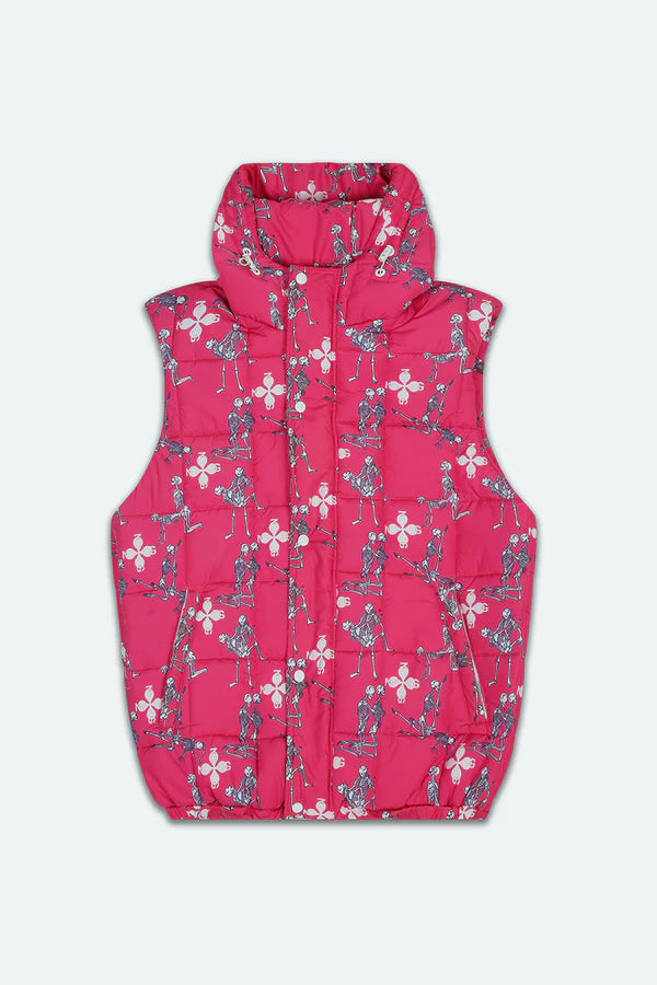 NIGHT OF THE DEAD QUILTED GILET (PINK)