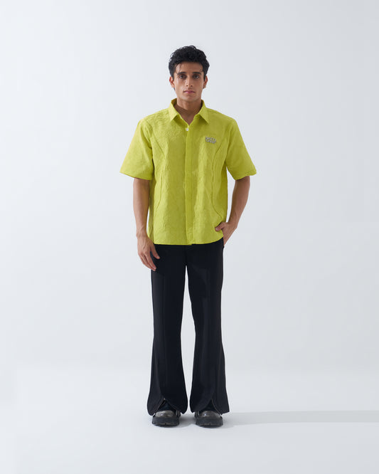 CRINKLED NEON GREEN SHIRT