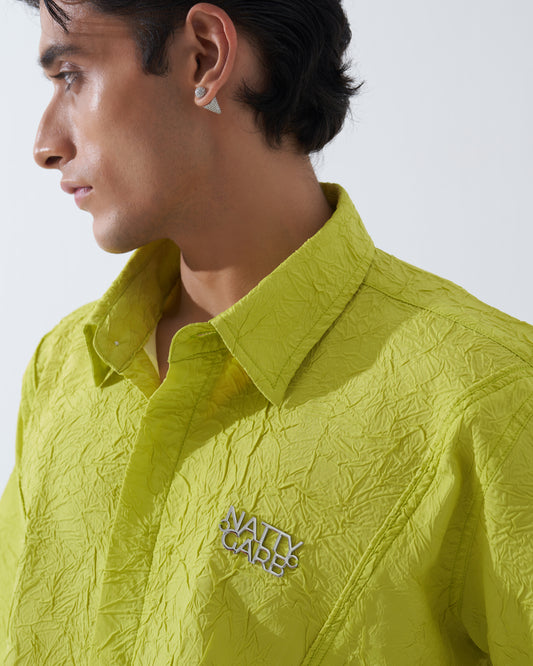 CRINKLED NEON GREEN SHIRT