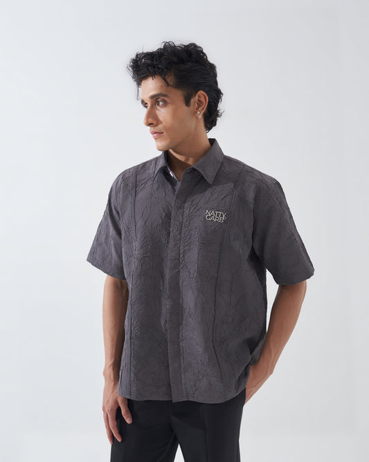 CRINKLED DARK GREY SHIRT