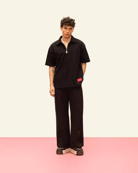 BLOCK COLLAR POLO (BLACK)