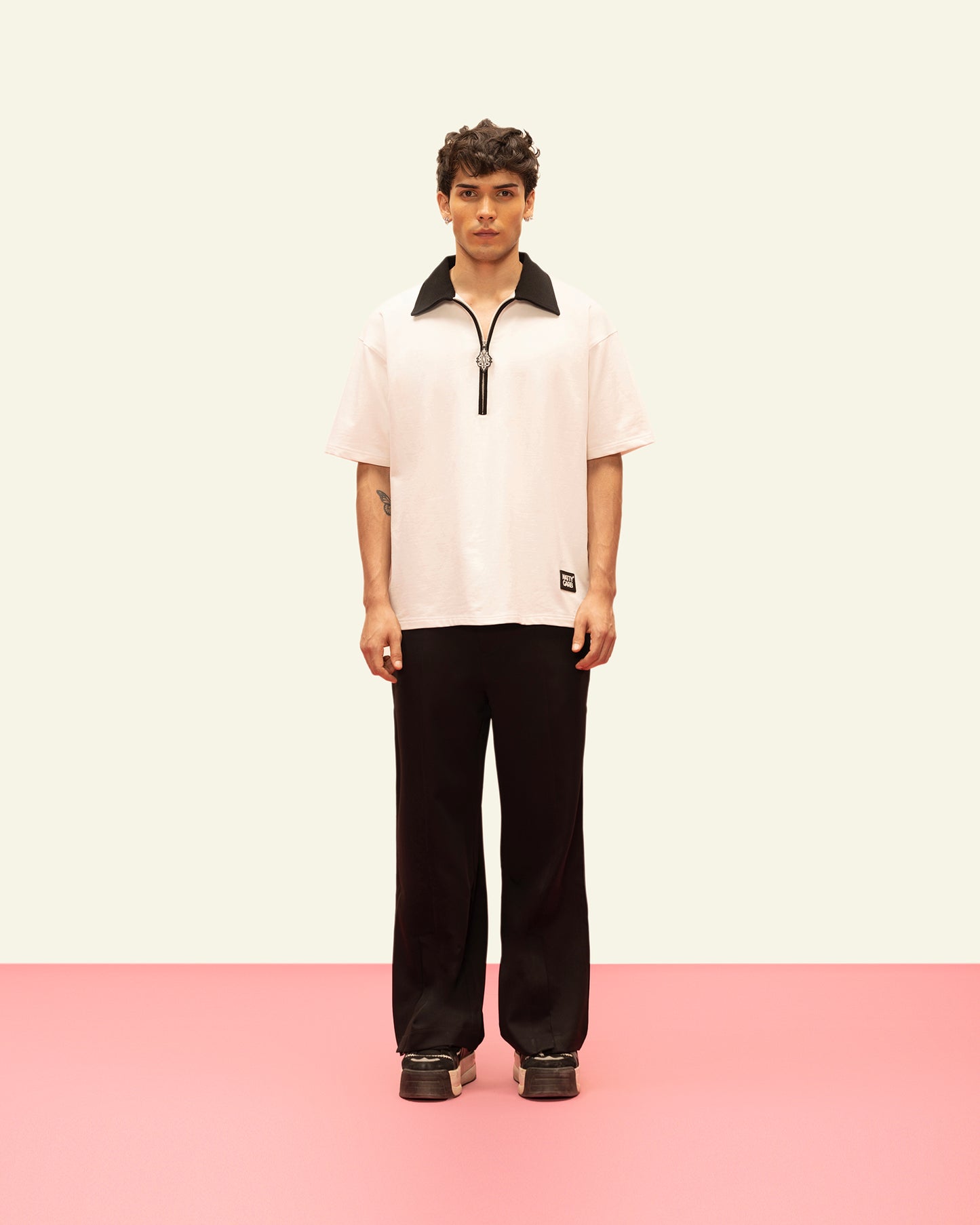 BLOCK COLLAR POLO (WHITE)