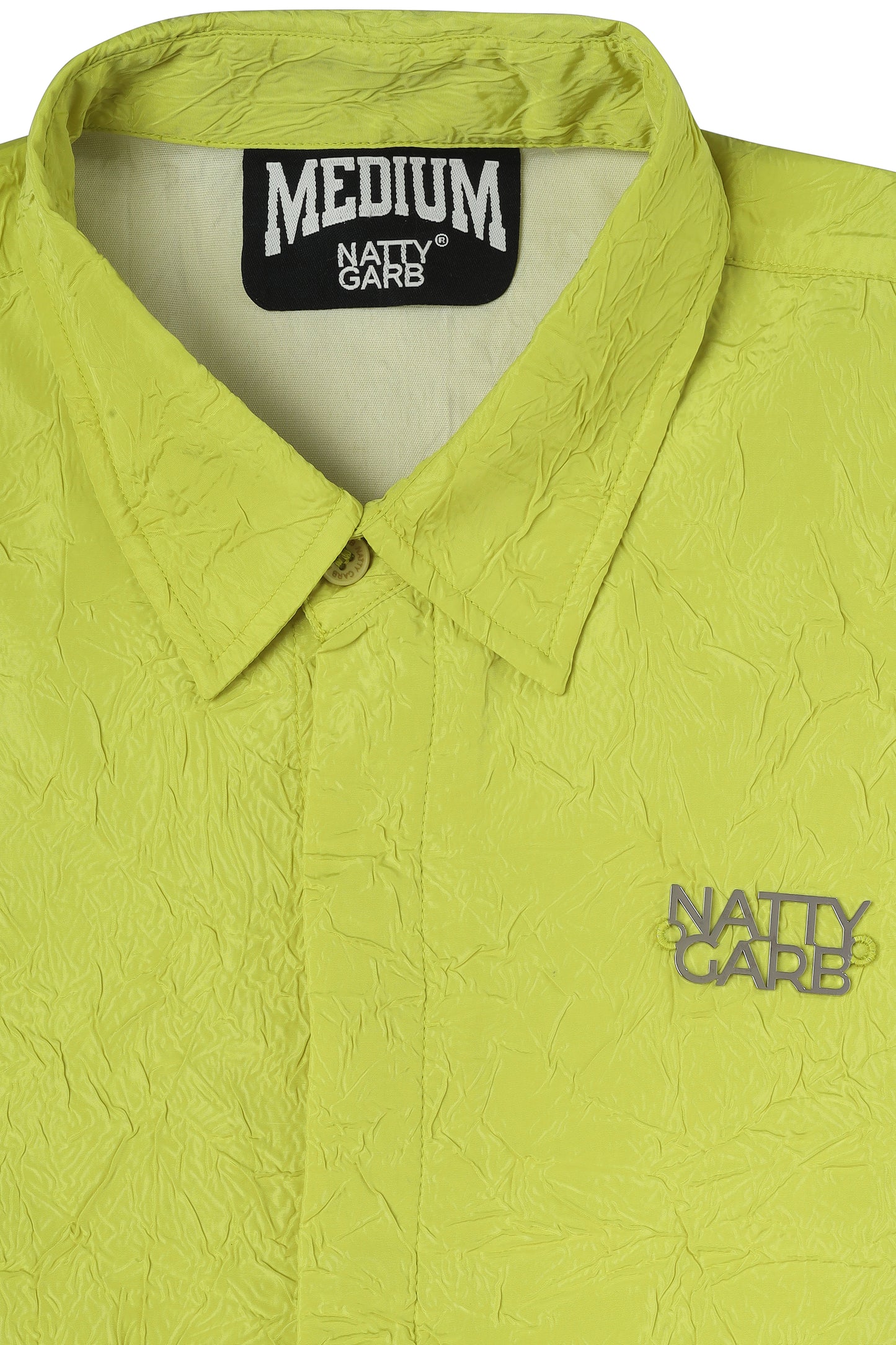 CRINKLED NEON GREEN SHIRT