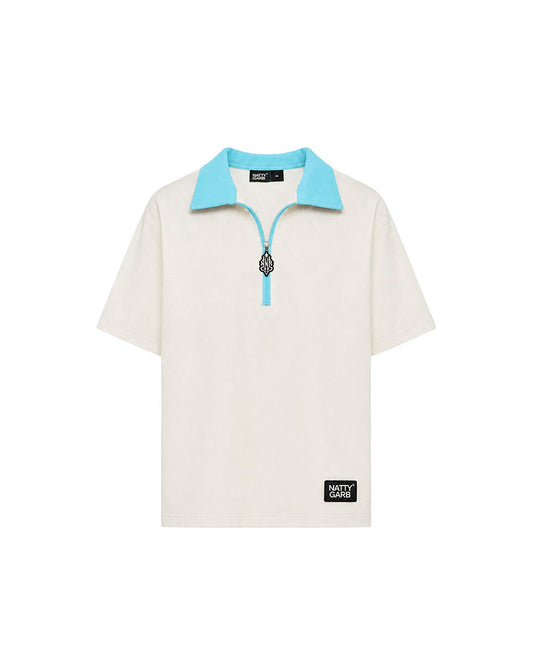 BLOCK COLLAR POLO (OYESTER WHITE )