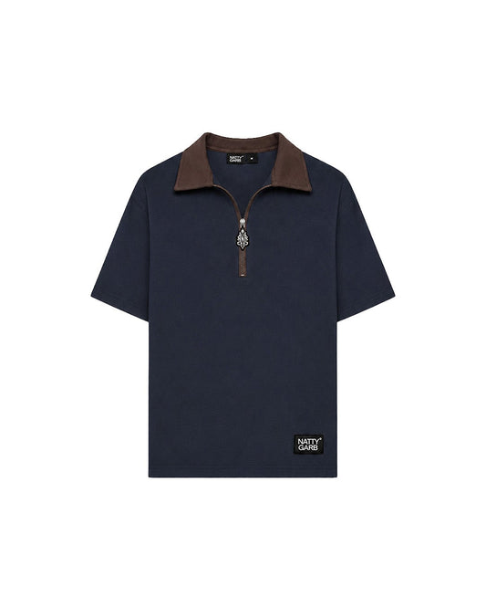 BLOCK COLLAR POLO (NAVY)