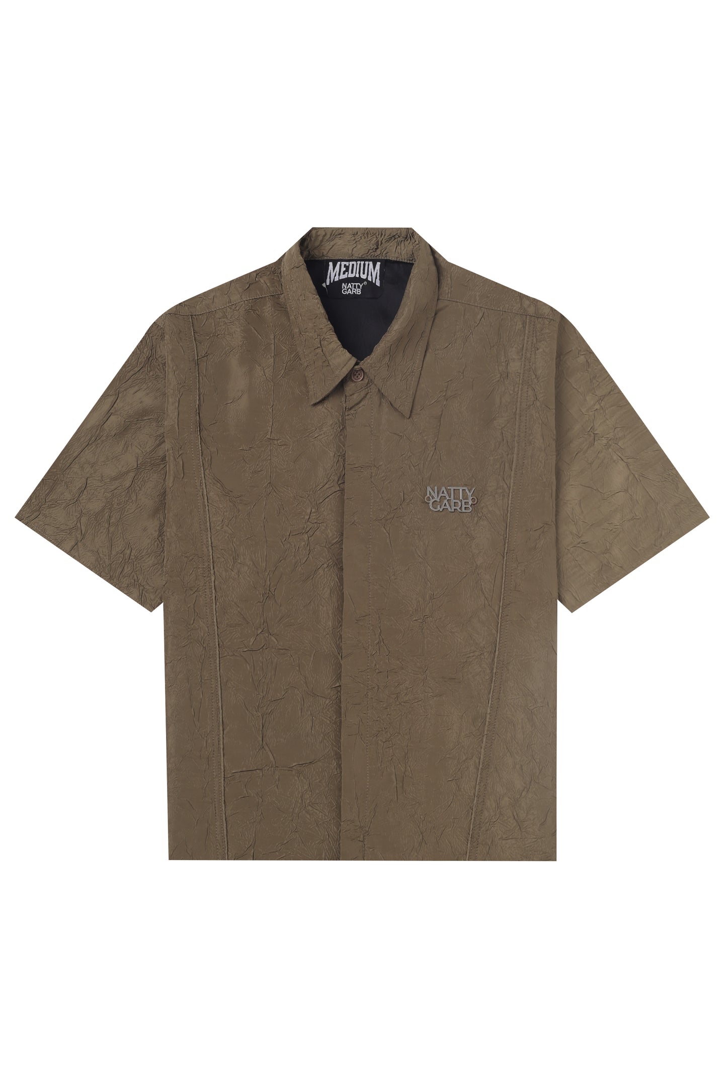 CRINKLED OLIVE GREEN SHIRT