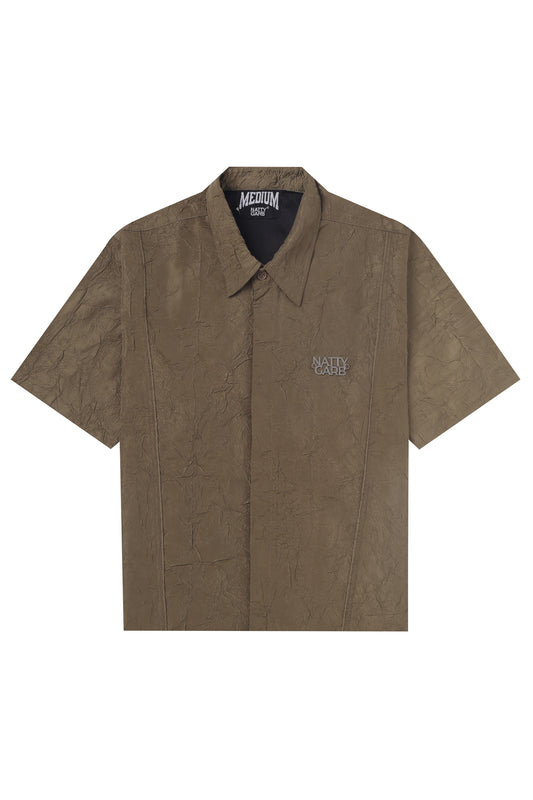 CRINKLED OLIVE GREEN SHIRT